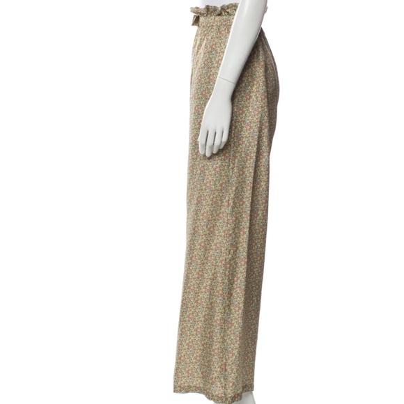 Shrimps wide leg silk pants - green floral - M - Picture 2 of 3